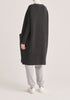 Paisie Long Ribbed Cardigan with Pockets in Dark Grey Back